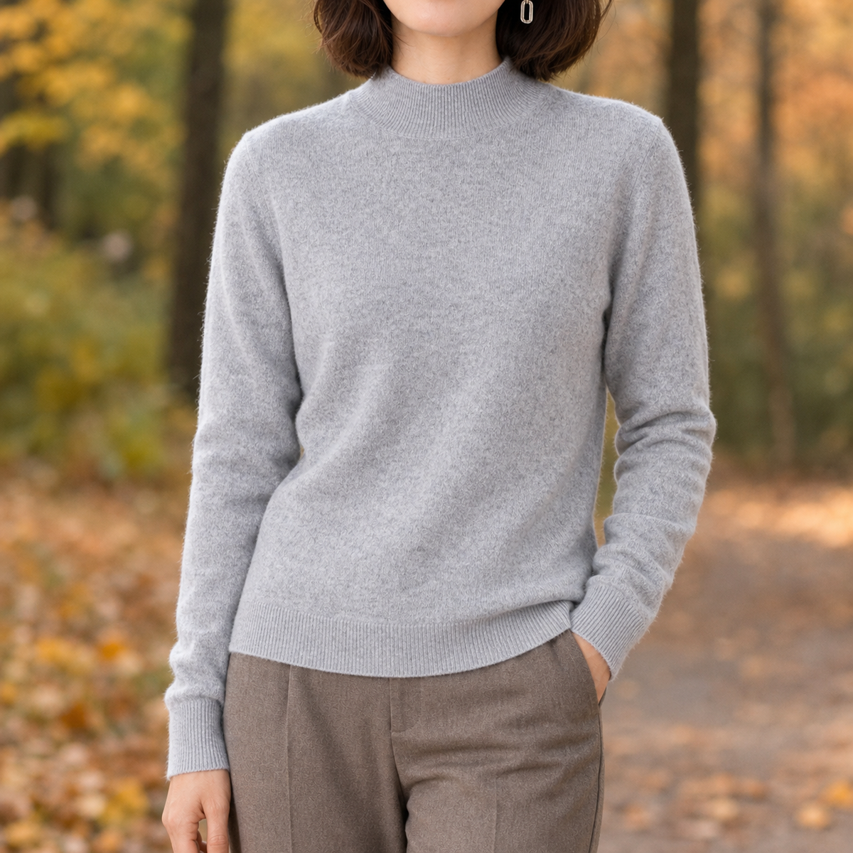 Pippa-Belle Mock Neck Sweater - Gray