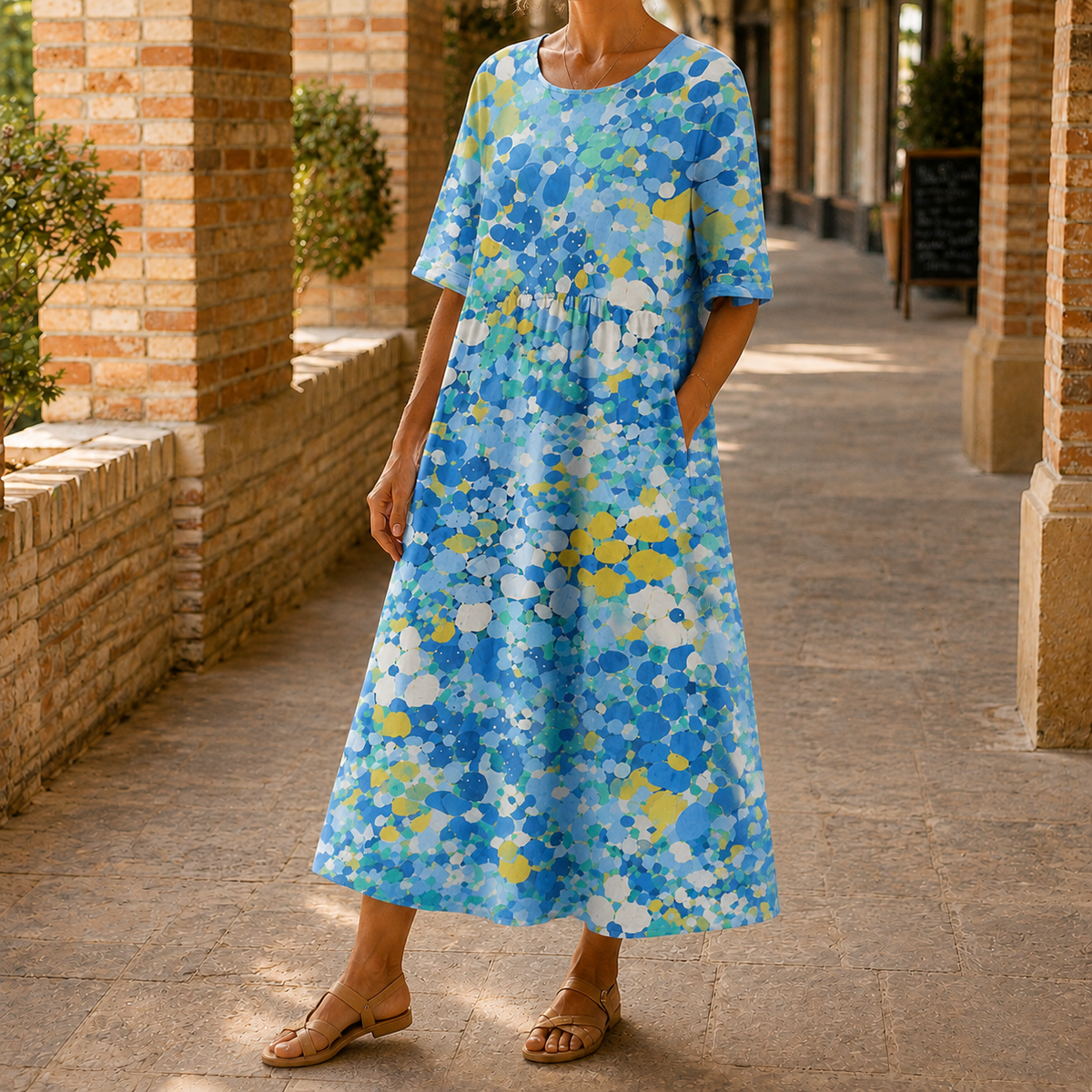 Carmen A-Line Dress - Cornflower Blue