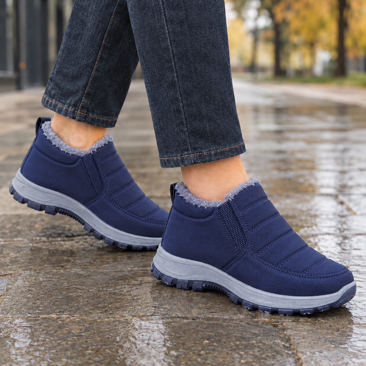 Lucchesi Padded Ankle Boots - Navy