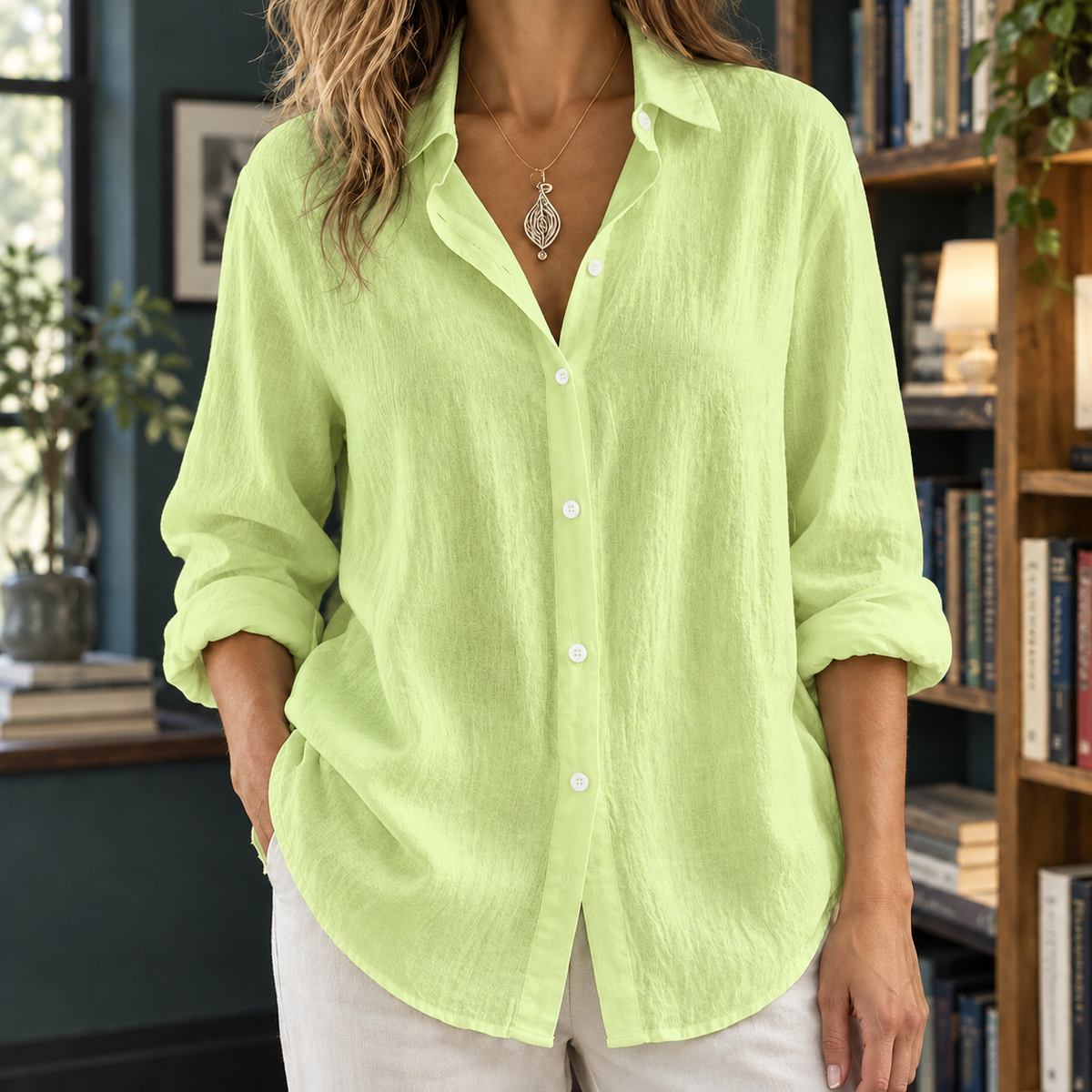Gwendolyn Relaxed Shirt - Matcha Green