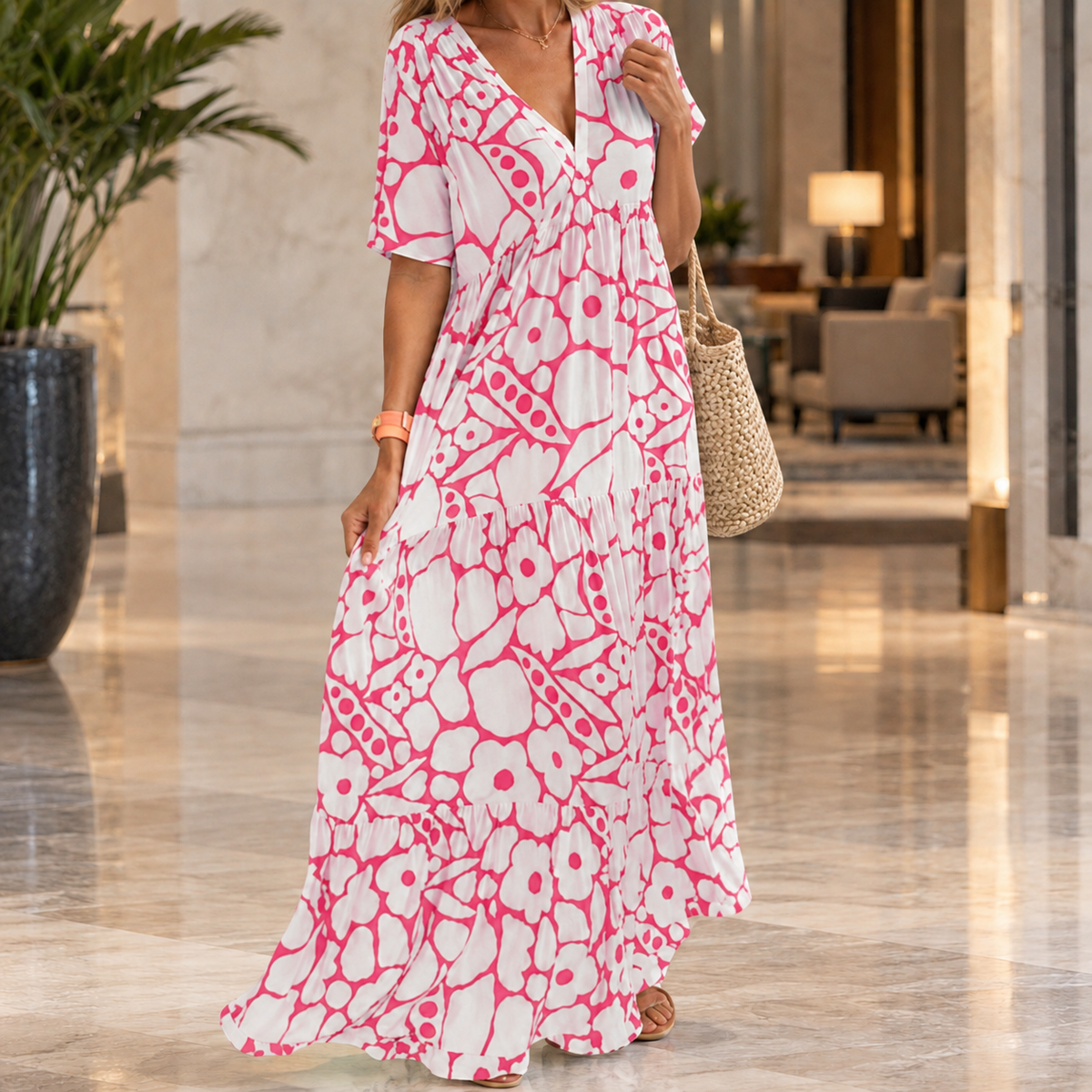 Penelope Empire Maxi Dress - Pink