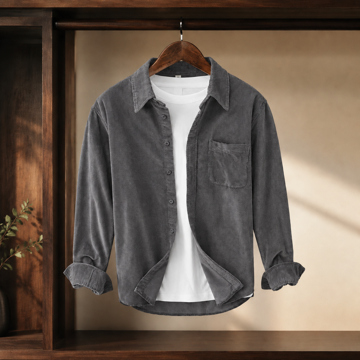 Gideon Corduroy Shirt - Anthracite
