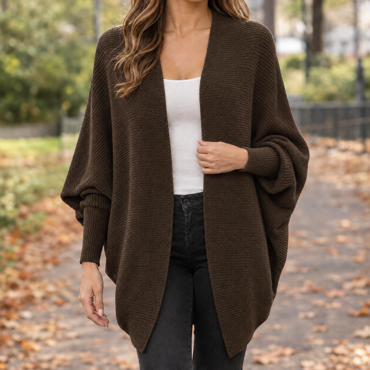 Ruby-Pearl Batwing Cardigan - Brown