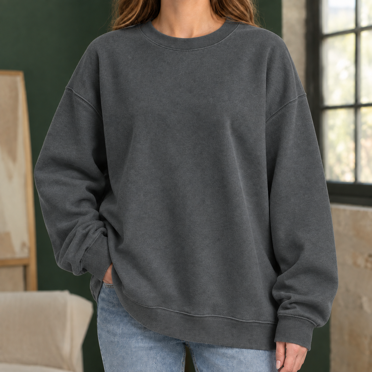 Catriona Crew Neck Sweater - Dark Gray