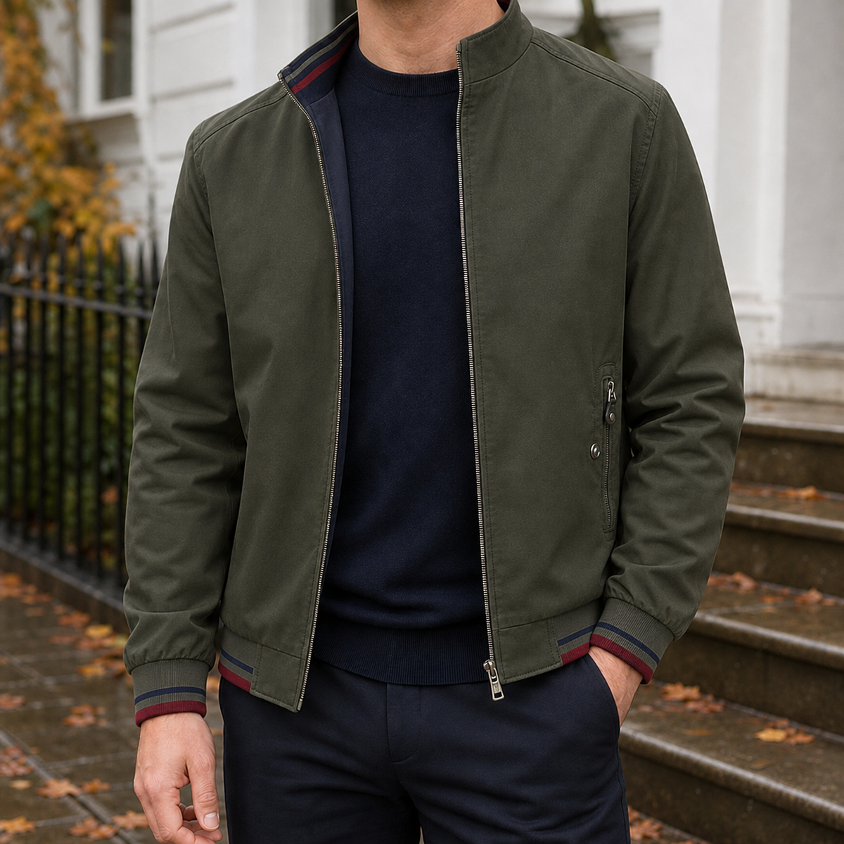 Cornelius Stand Collar Jacket - Army Green