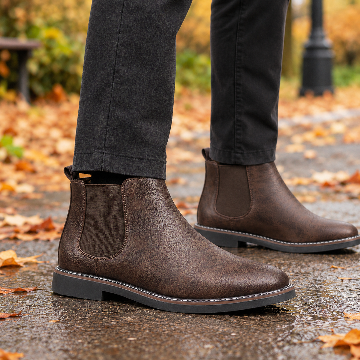 Valenza Leather Look Chelsea Boots - Dark Brown