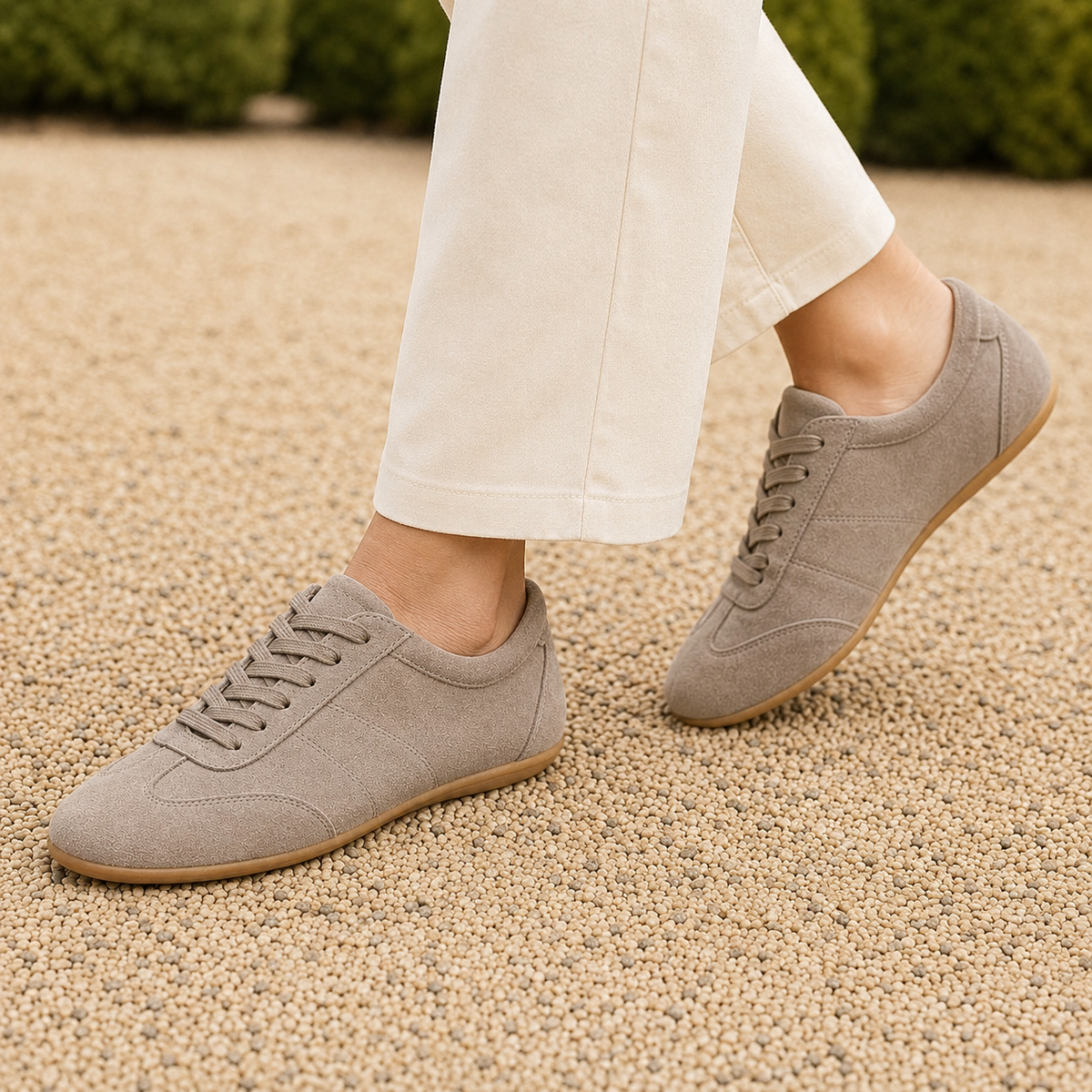 Fiorella Suede-Look Sneakers - Khaki