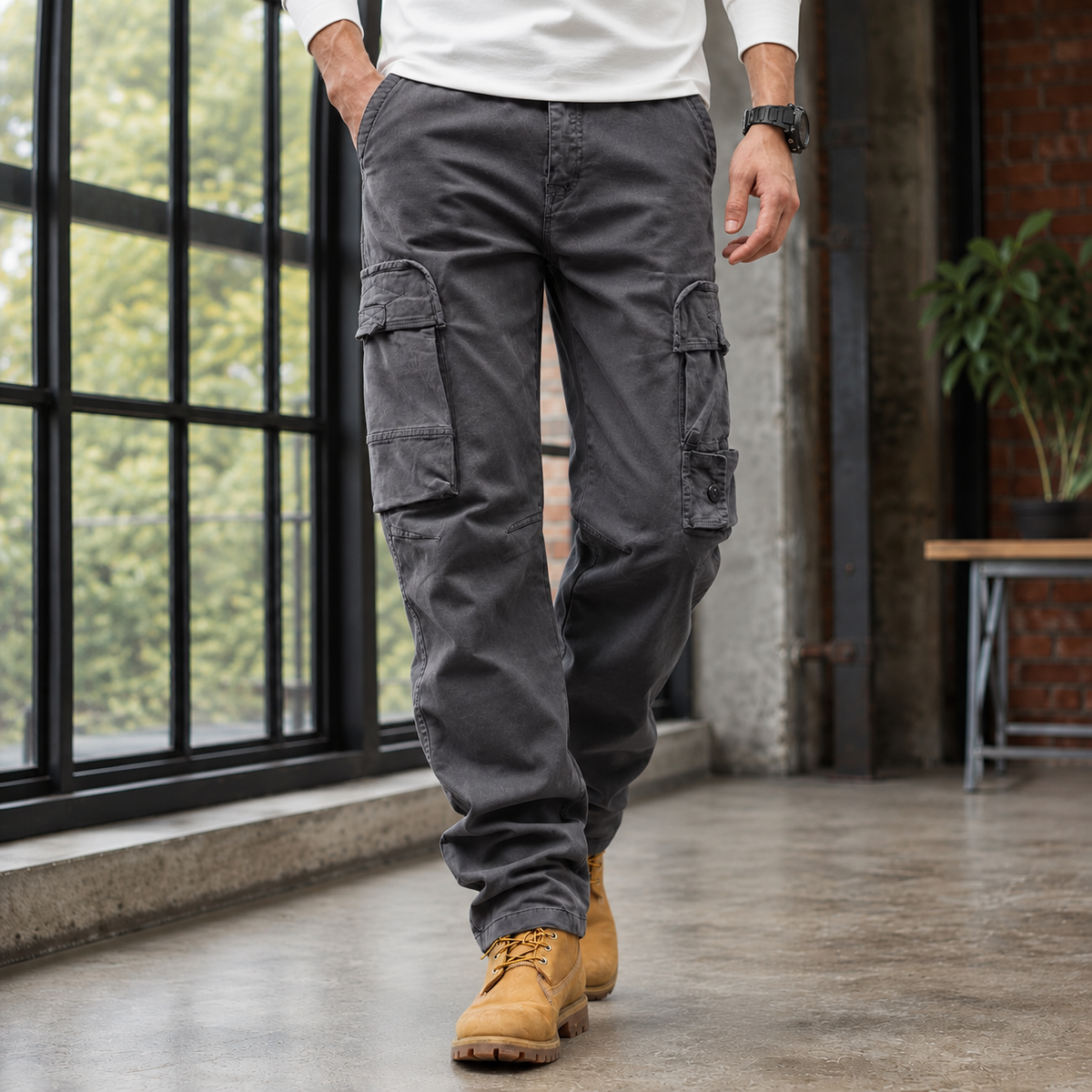 Tristan Relaxed Cargo Pants - Gray