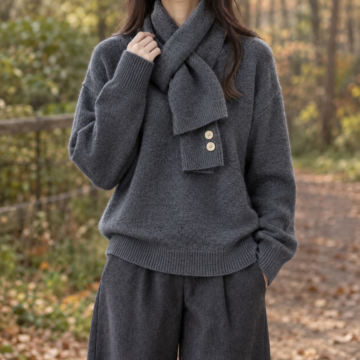 Blakeney Scarf Sweater - Gray