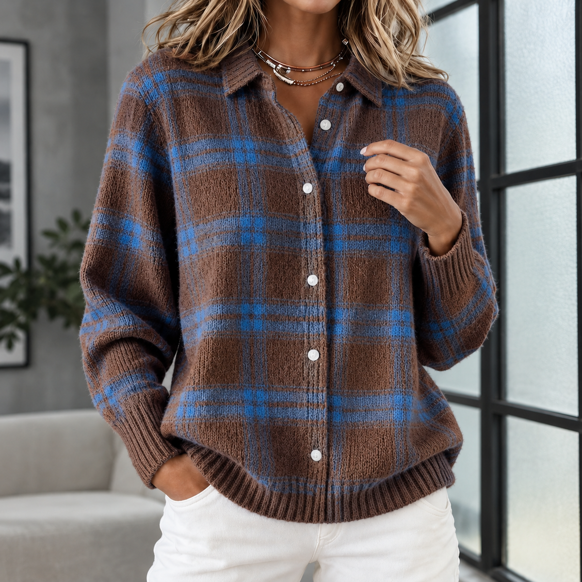 Etta Plaid Overshirt - Dark Brown