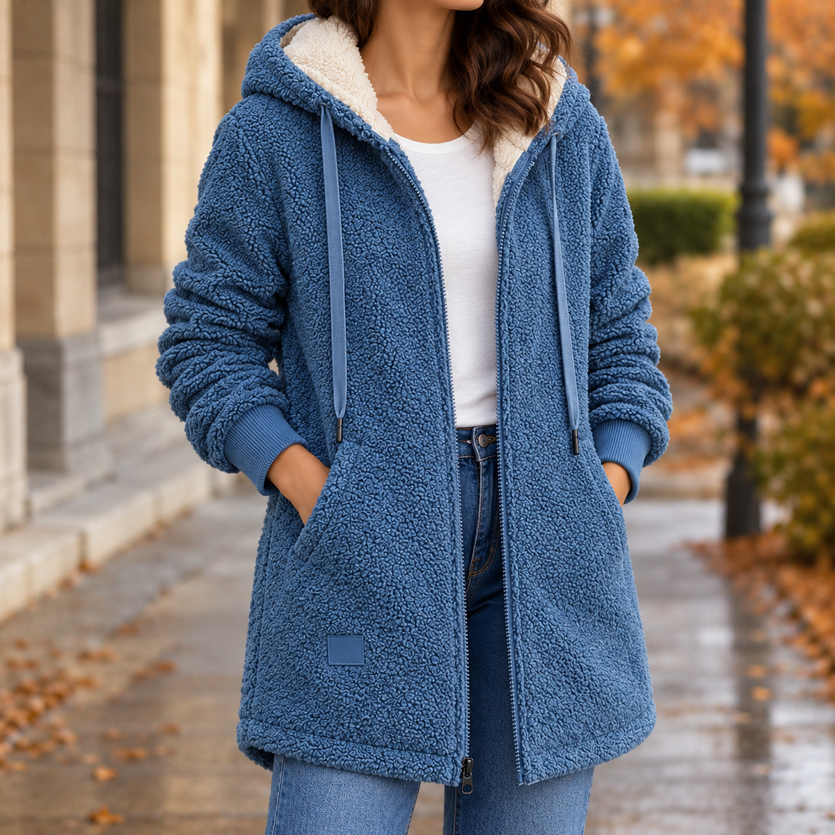Catriona-Grace Hooded Fleece Jacket - Blue