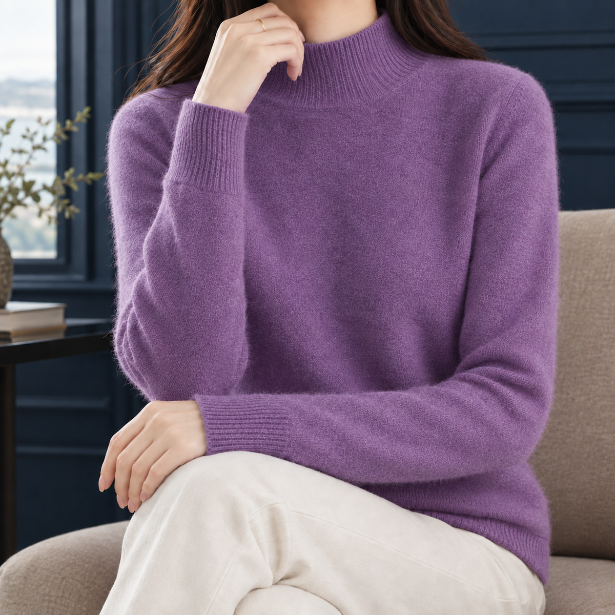 Kelsey Mock Neck Sweater - Rich Purple