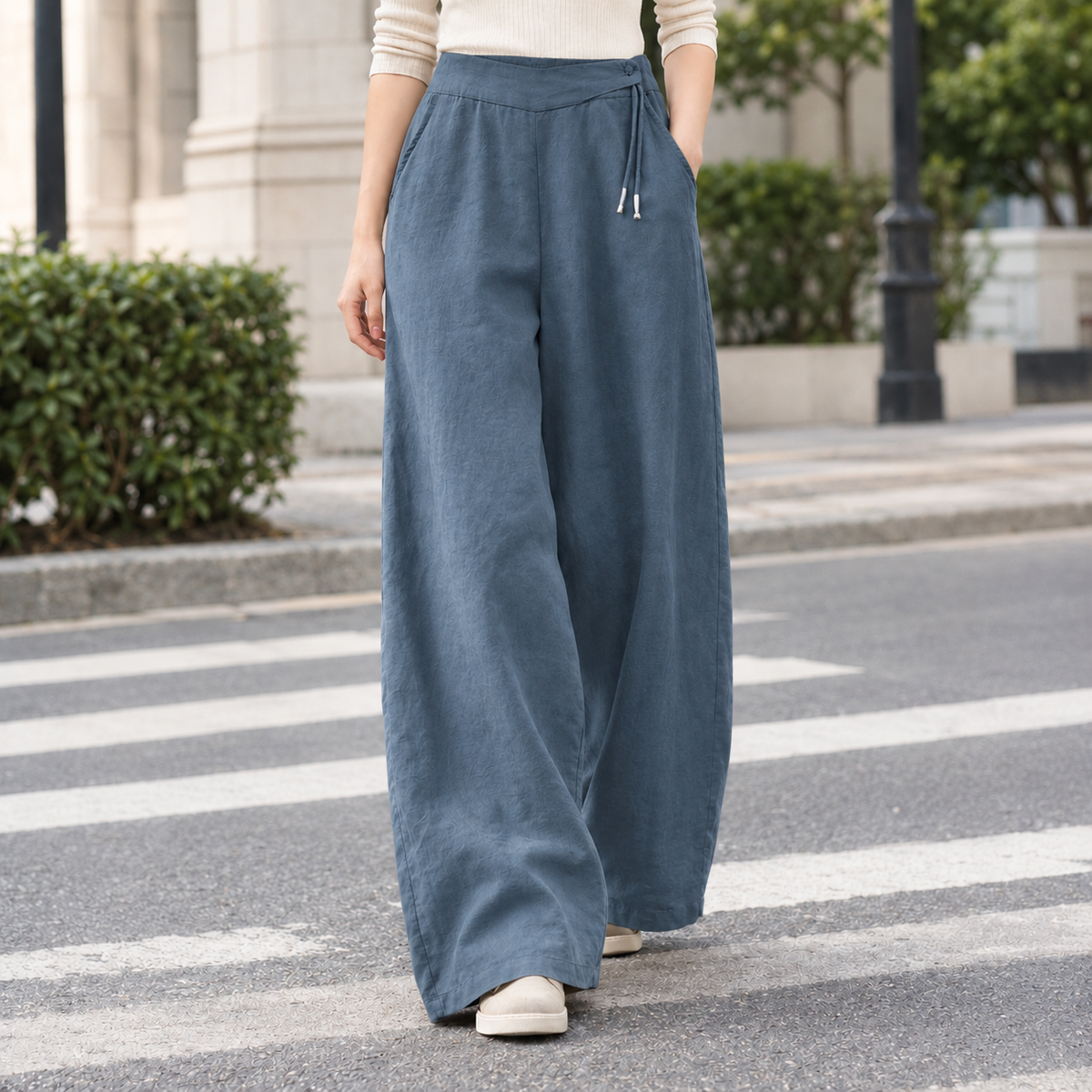 Kiera Wide Leg Pants - Blue