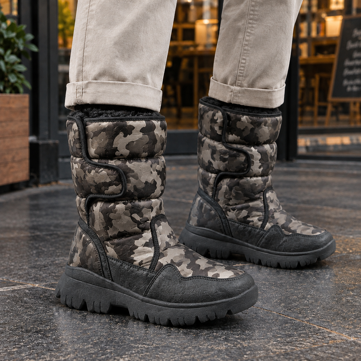 Orsini Camouflage Snow Boots - Black Taupe Camouflage