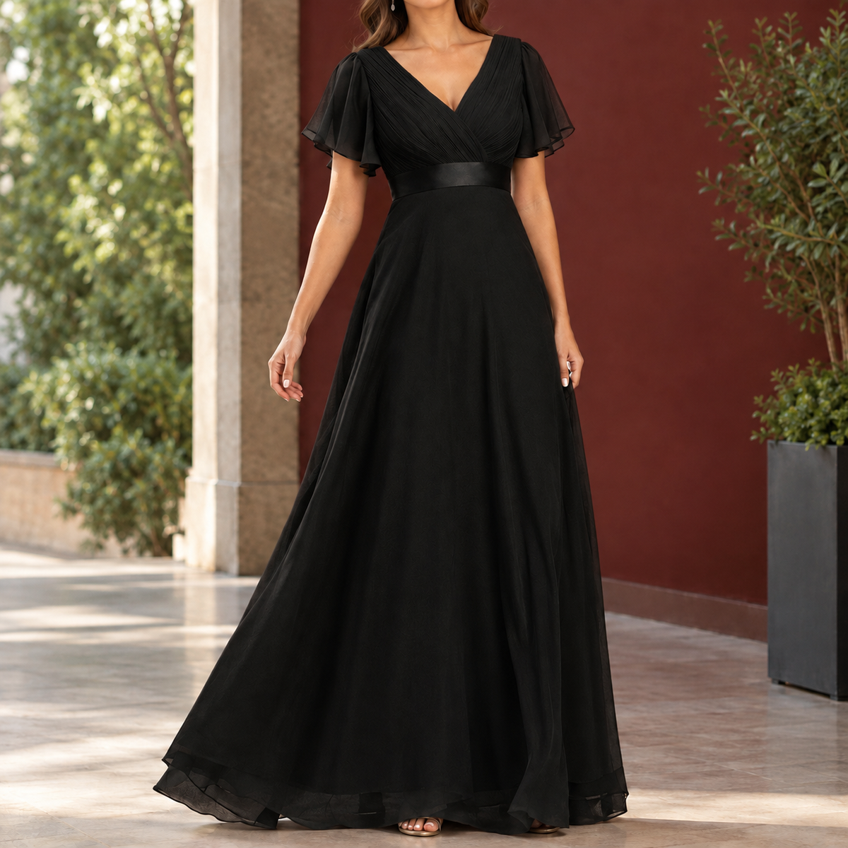 Nadine-Jade Empire Waist Dress - Black