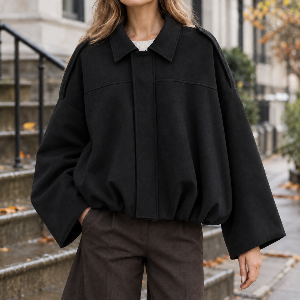 Rowena Suede Jacket - Black