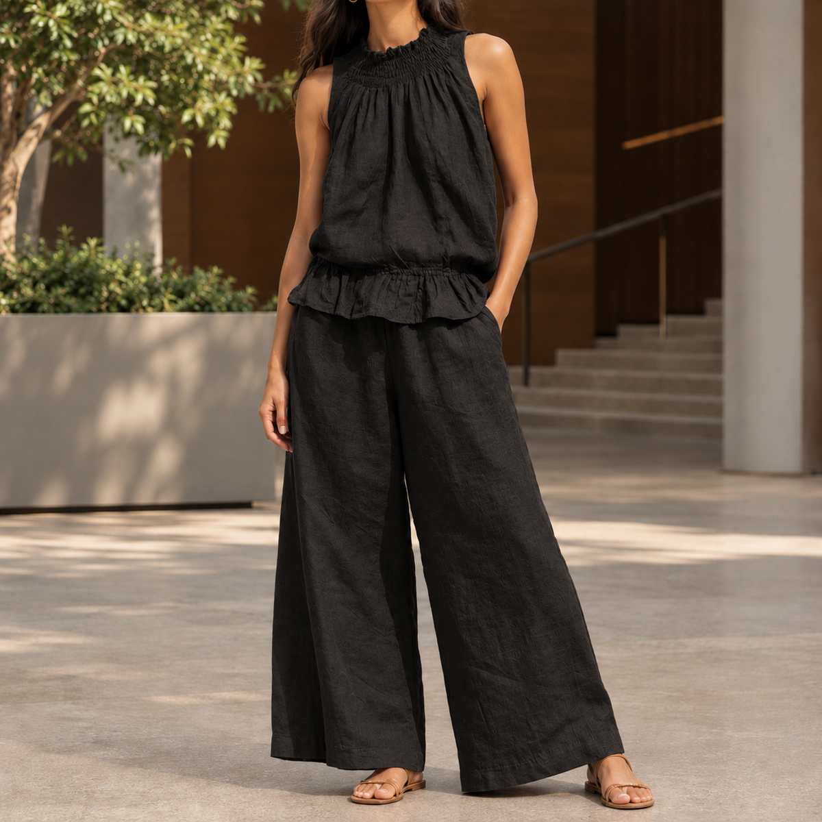 Diana-Kate Smocked Set - Black