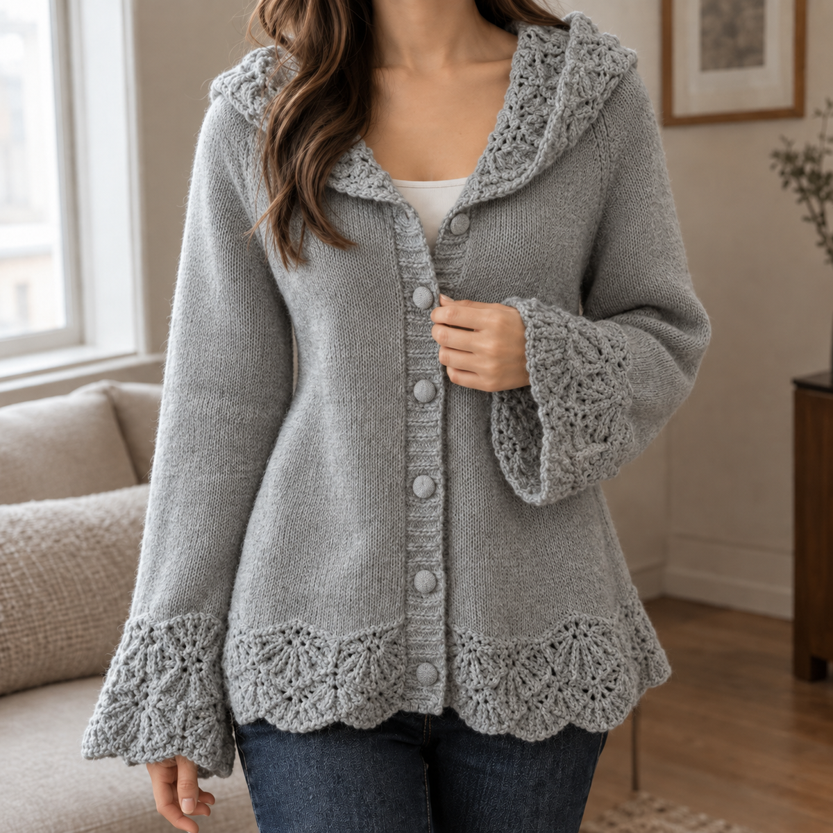 Maya Hooded Cardigan - Gray