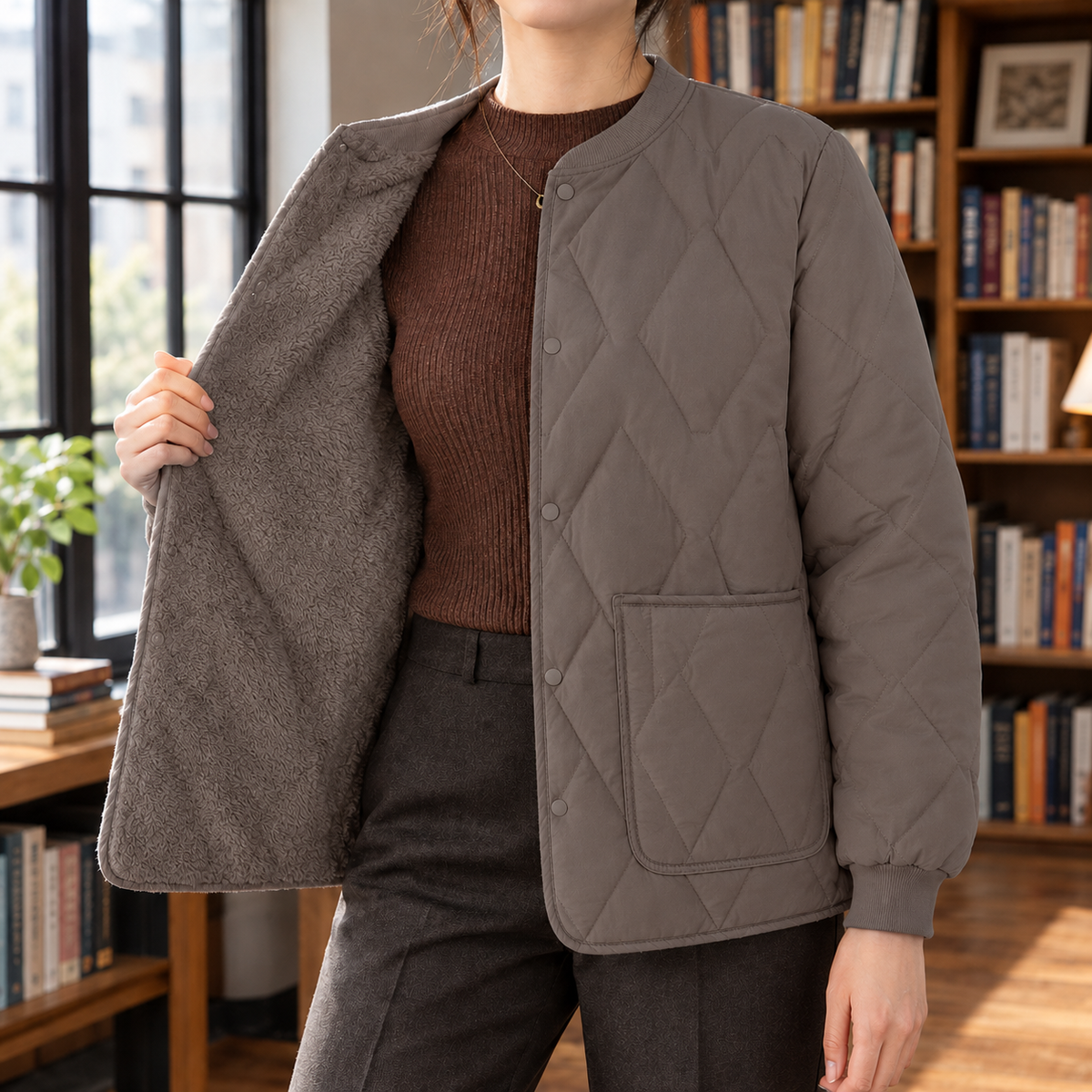 James Quilted Jacket - Taupe