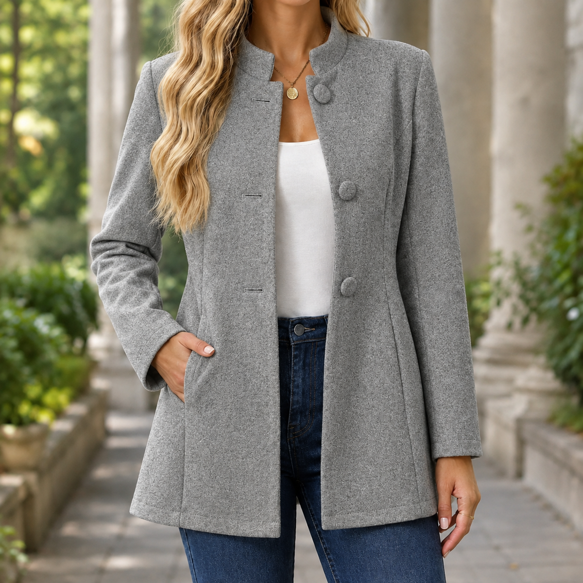 Maxine Longline Blazer - Gray