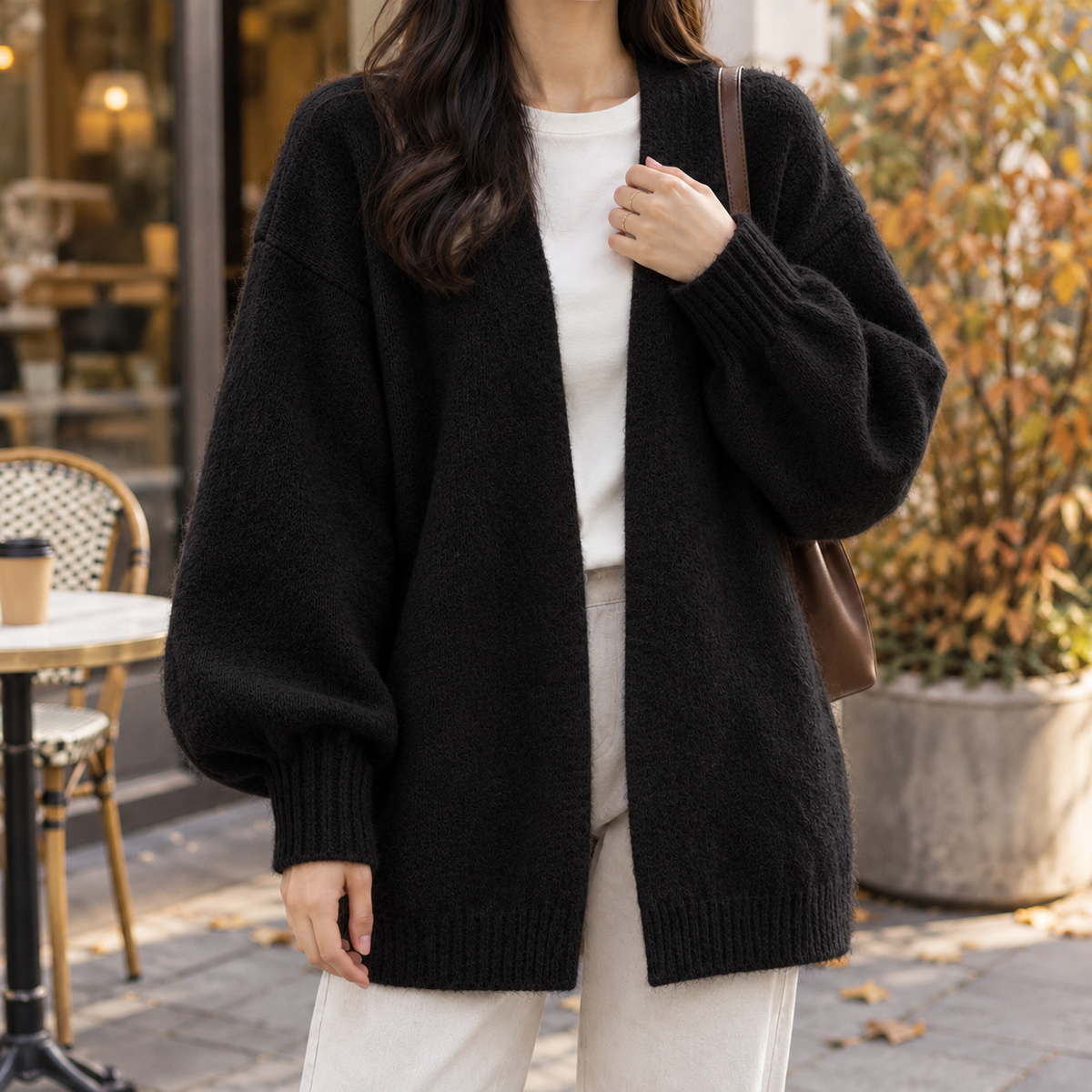 Isabeau-Faye Open Front Cardigan - Black