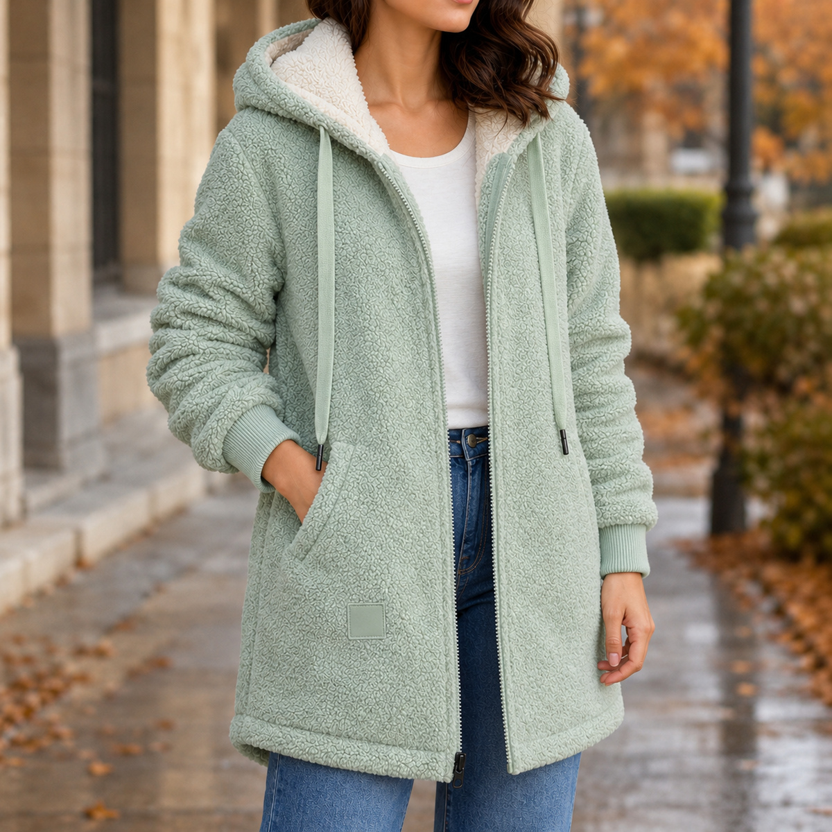 Catriona-Grace Hooded Fleece Jacket - Green