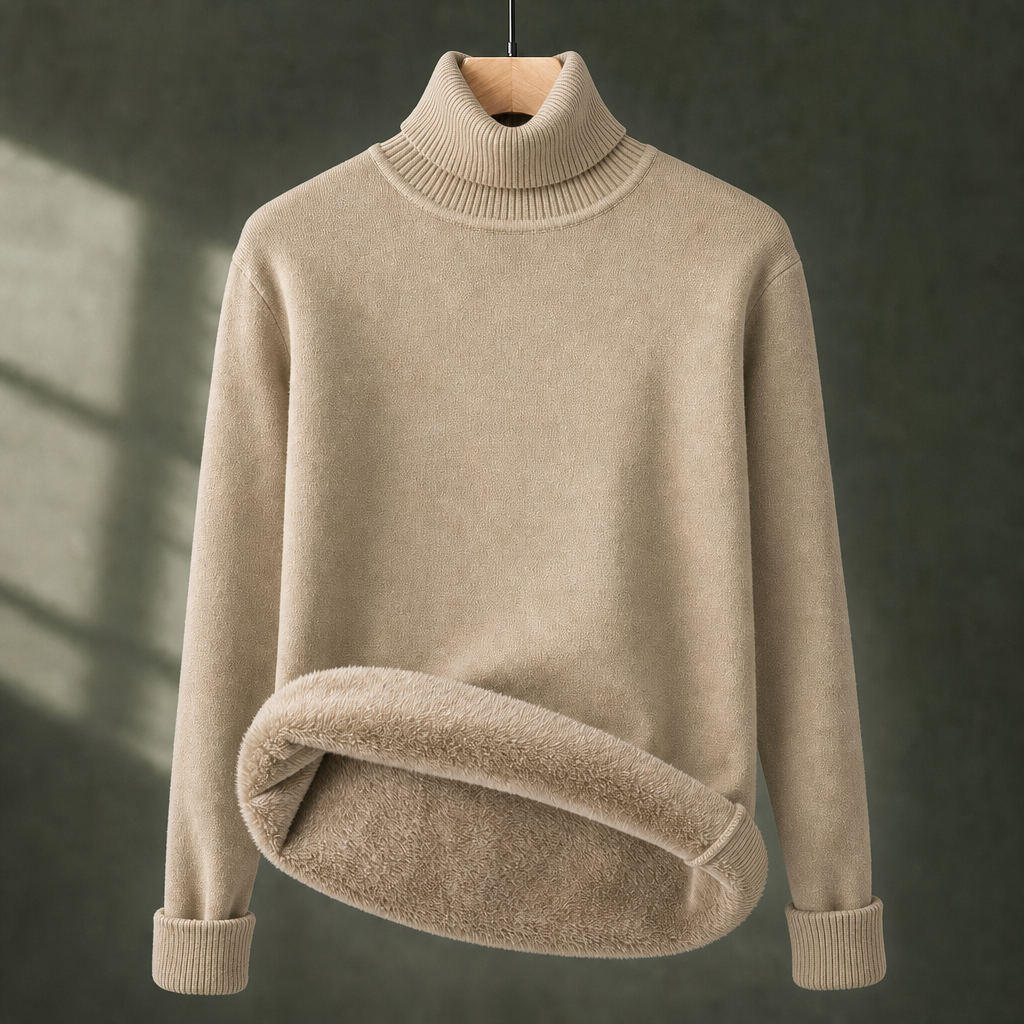 Donatien Turtleneck Sweater - Khaki High Collar