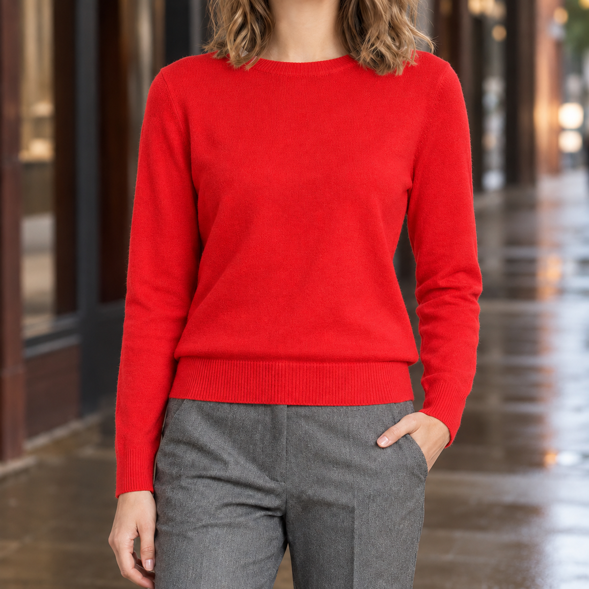 Erin Crew Neck Sweater - Red
