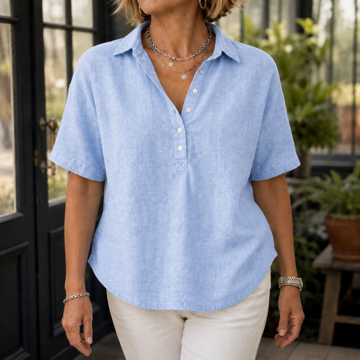 Darcy Relaxed Blouse - Light Blue