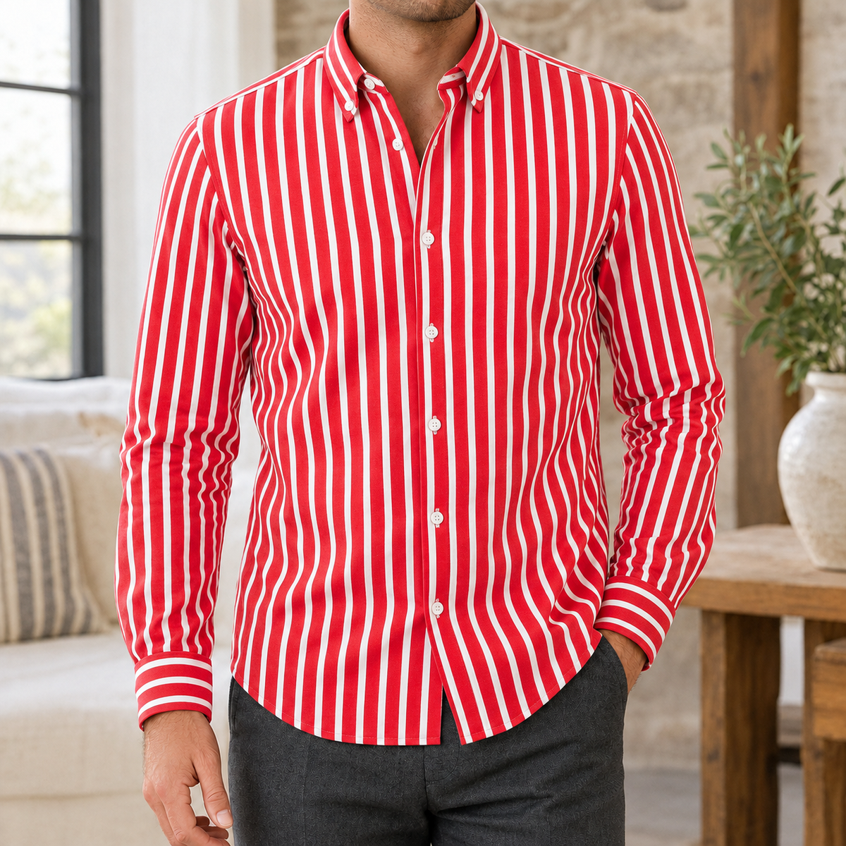 Evan Striped Shirt - Red