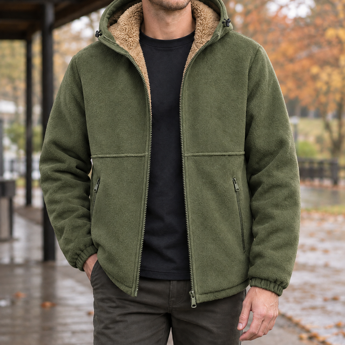 Odilon Fleece Jacket - Military Green