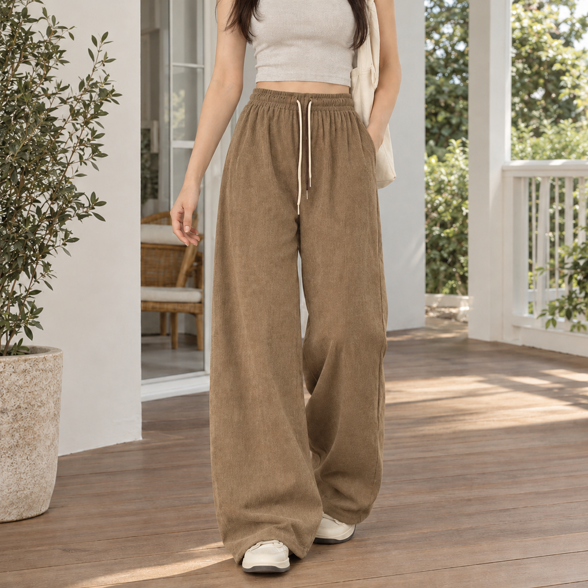 Quinn Wide Leg Pants - Khaki