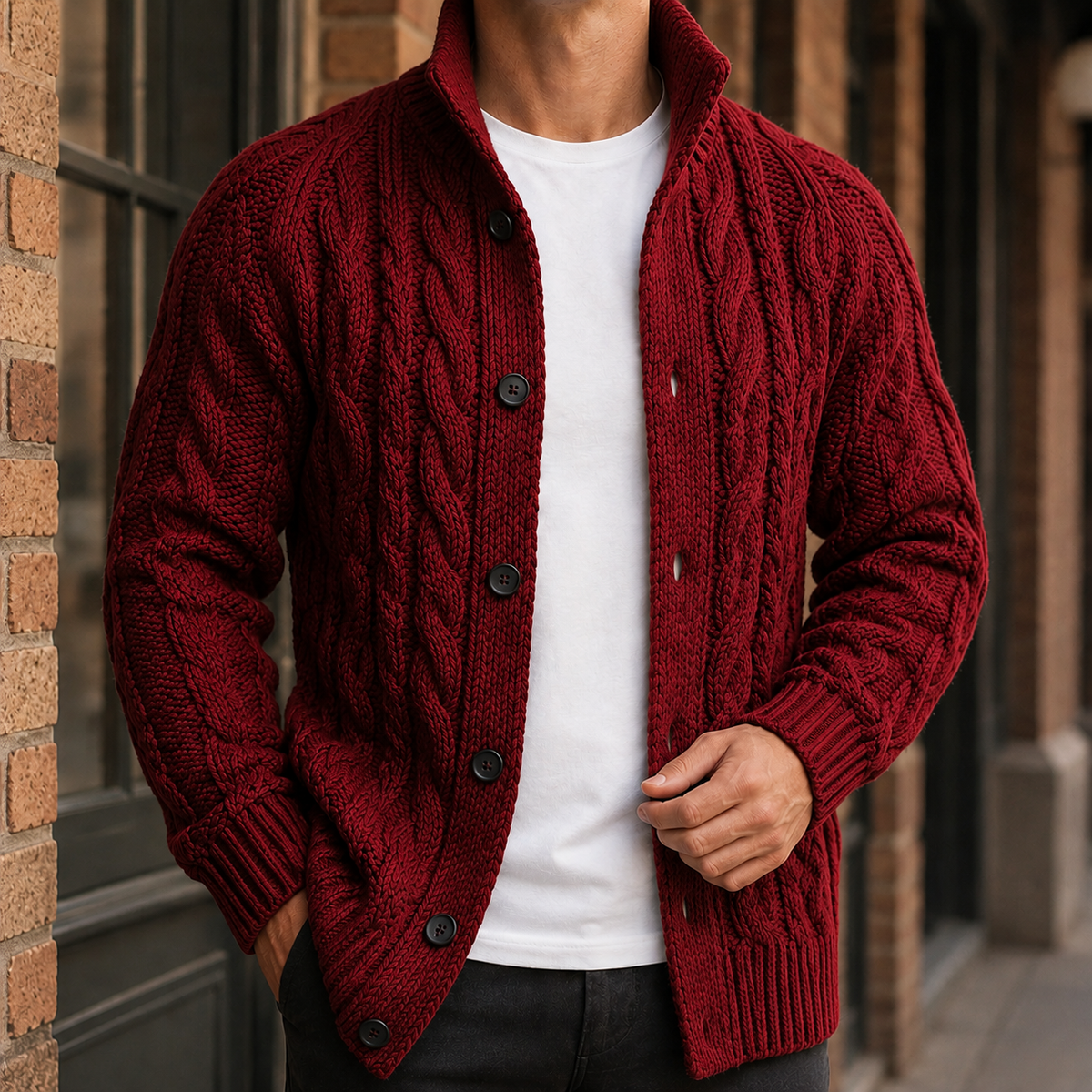 Nico Cable Knit Sweater - Red