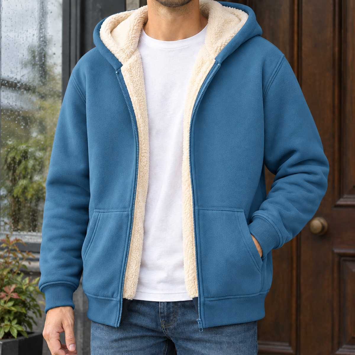Damian Fleece-Lined Jacket - Mist Blue