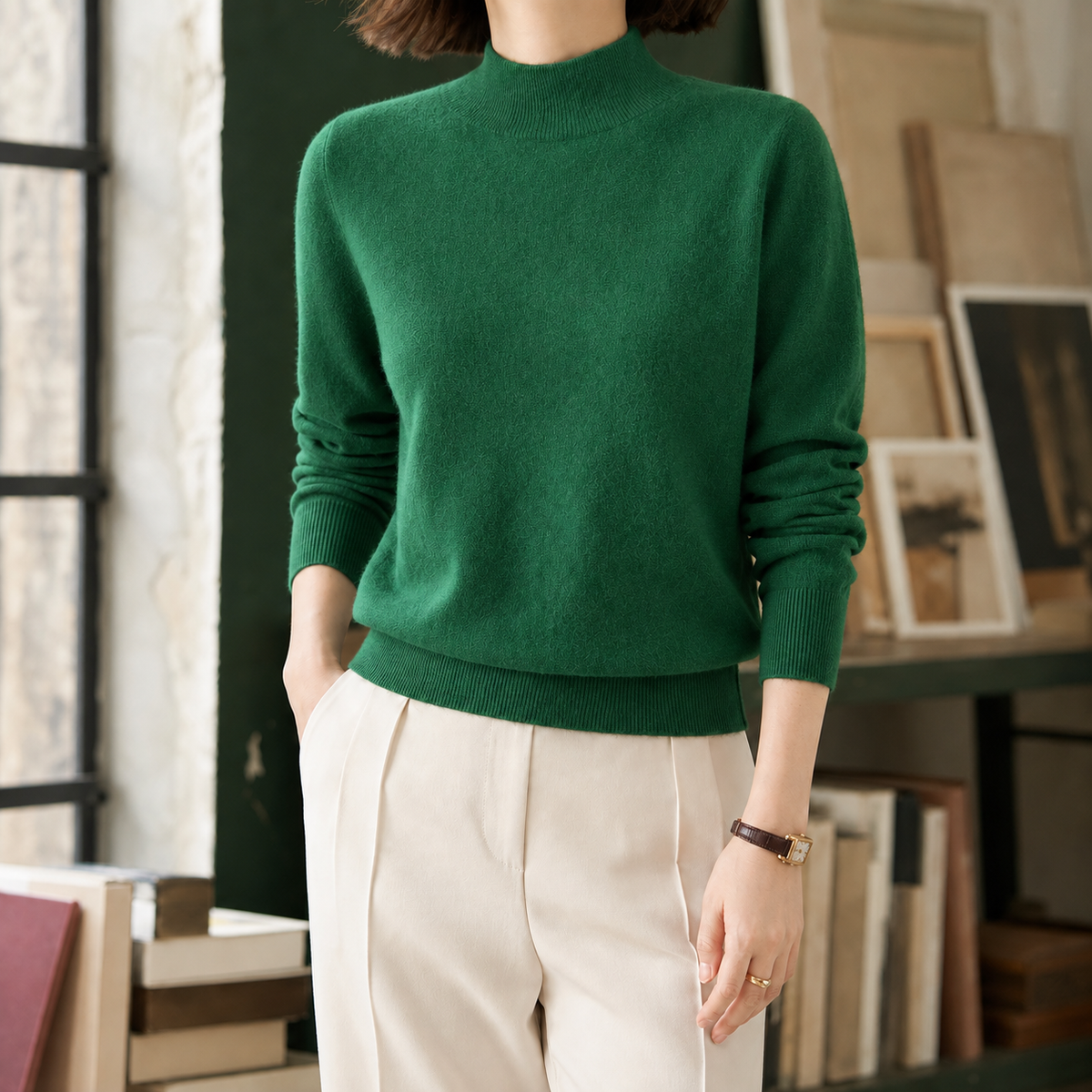 Belinda Mock Neck Sweater - Green
