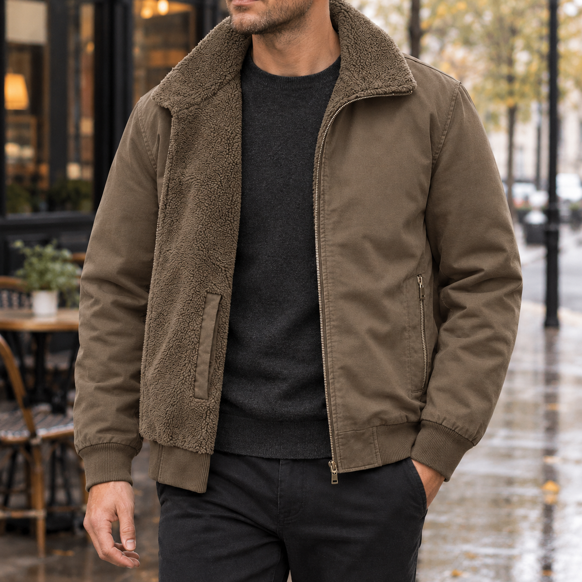 Lancelot Reversible Pilot Jacket - Camel