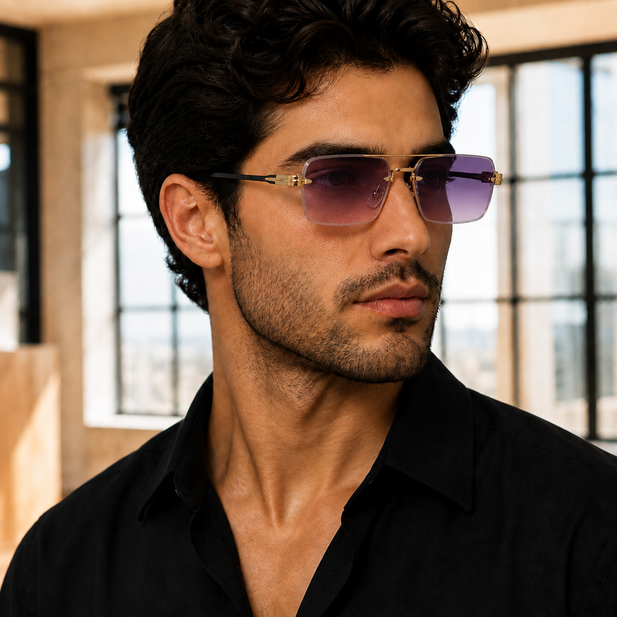 Adrian Rimless Sunglasses - Pink