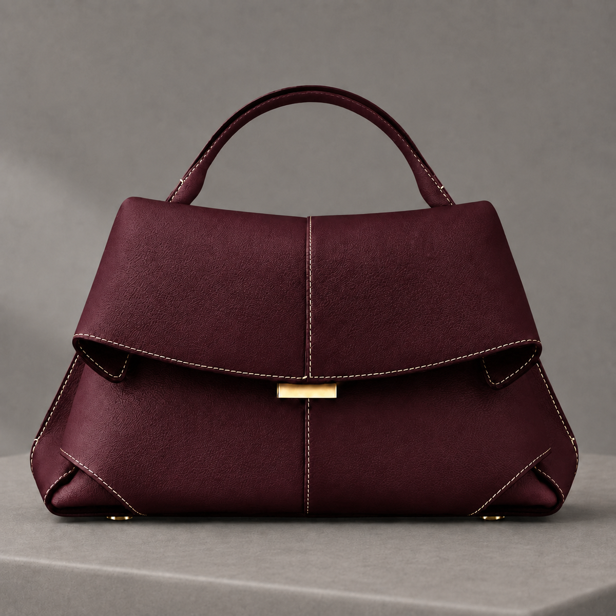 Falcone Leather Handbag - Burgundy