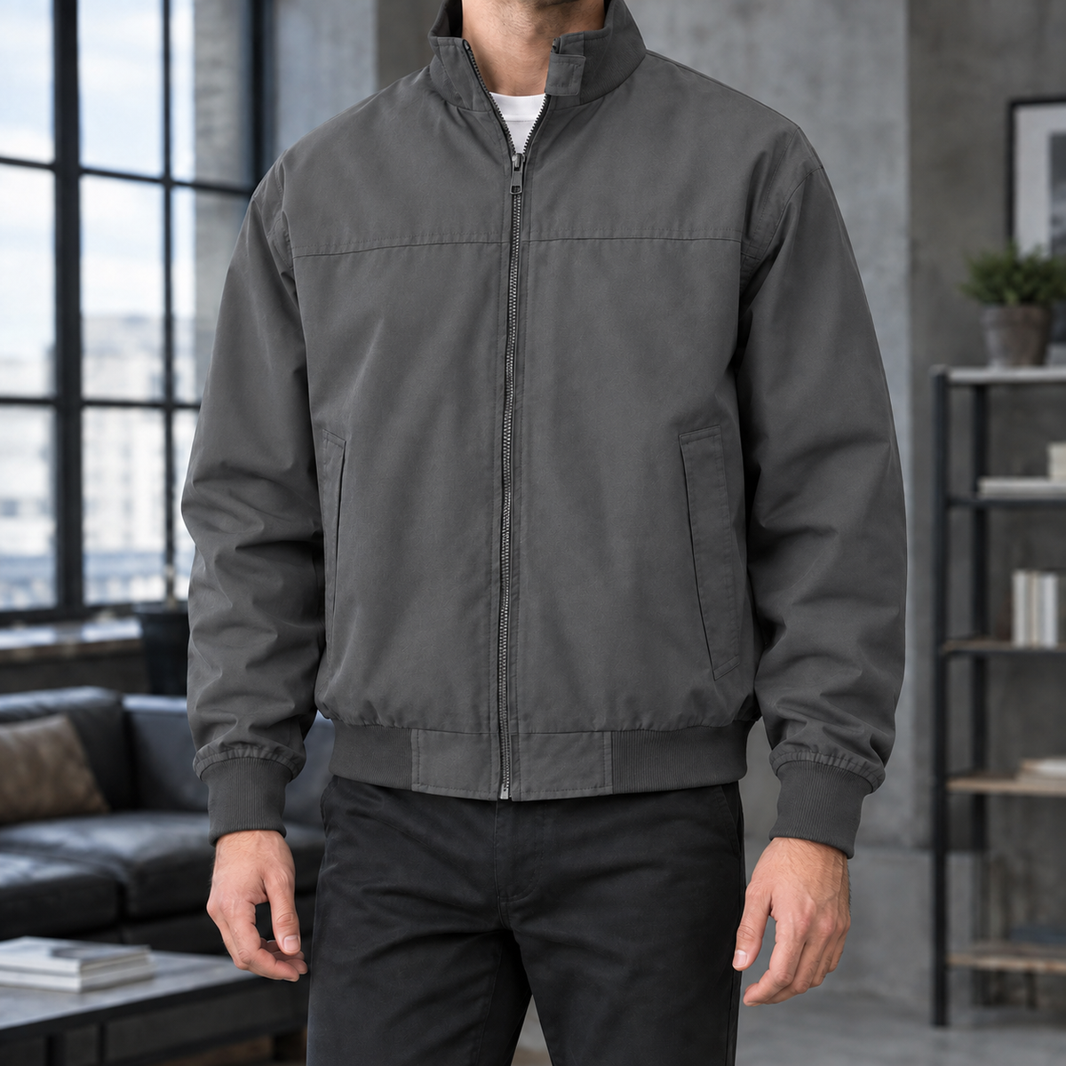 Connor Stand Collar Jacket - Gray