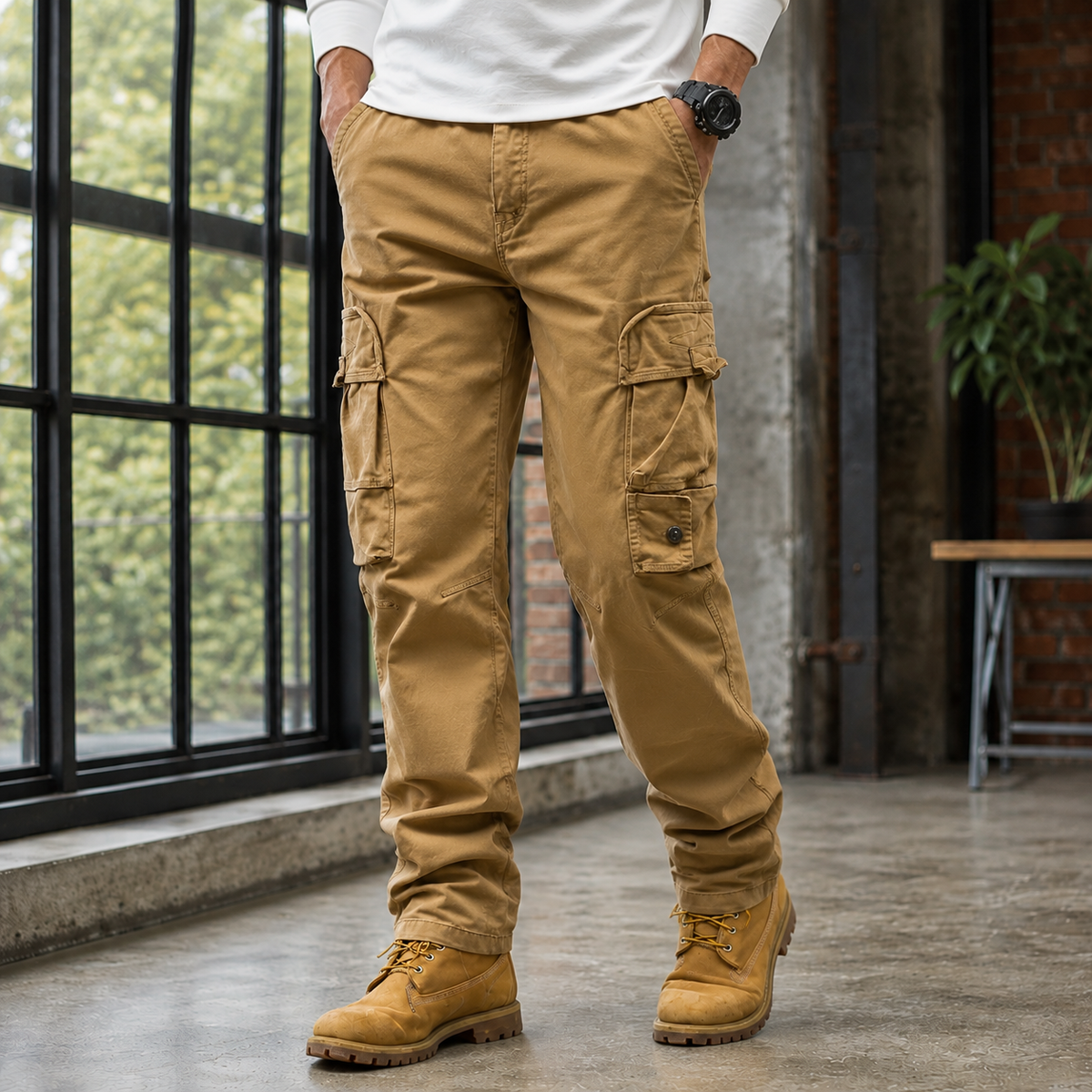 Tristan Relaxed Cargo Pants - Khaki