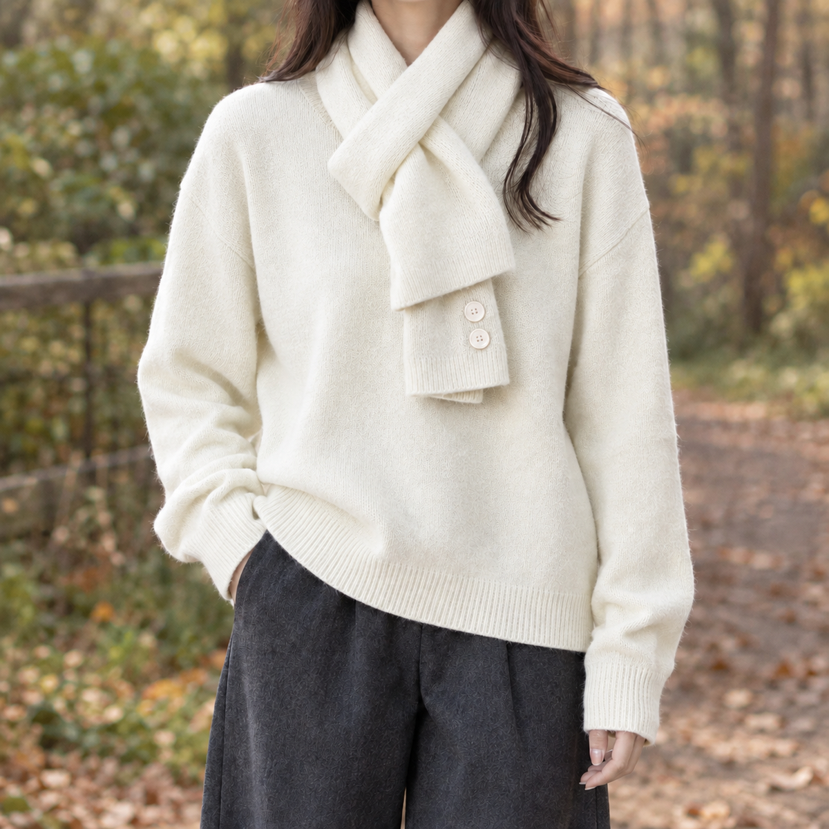 Blakeney Scarf Sweater - Off White