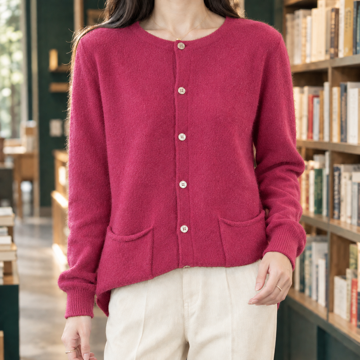 Autumn Pocket Cardigan - Raspberry Red