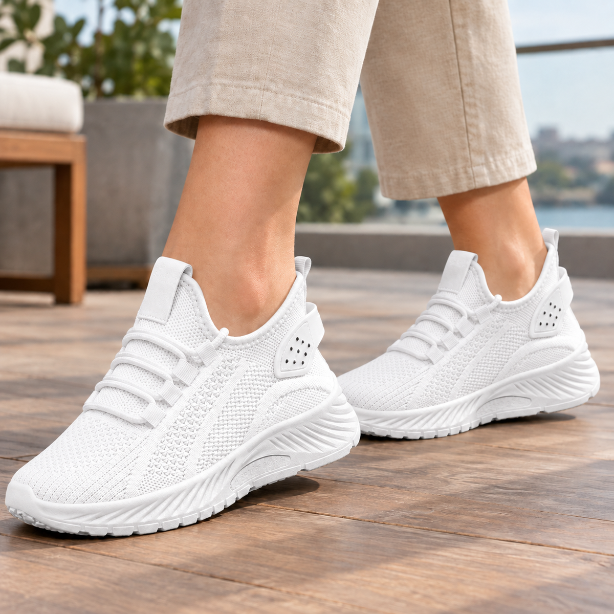 Castagna Knit Sneakers - White