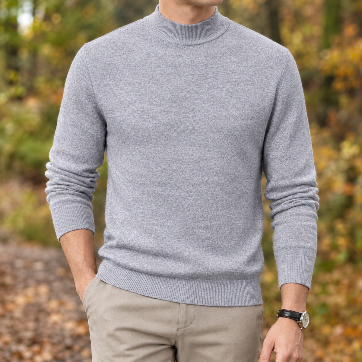 Rodolphe Mock Neck Sweater - Gray