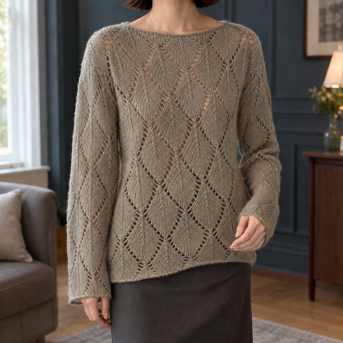 Fernanda Diamond Sweater - Misty Brown