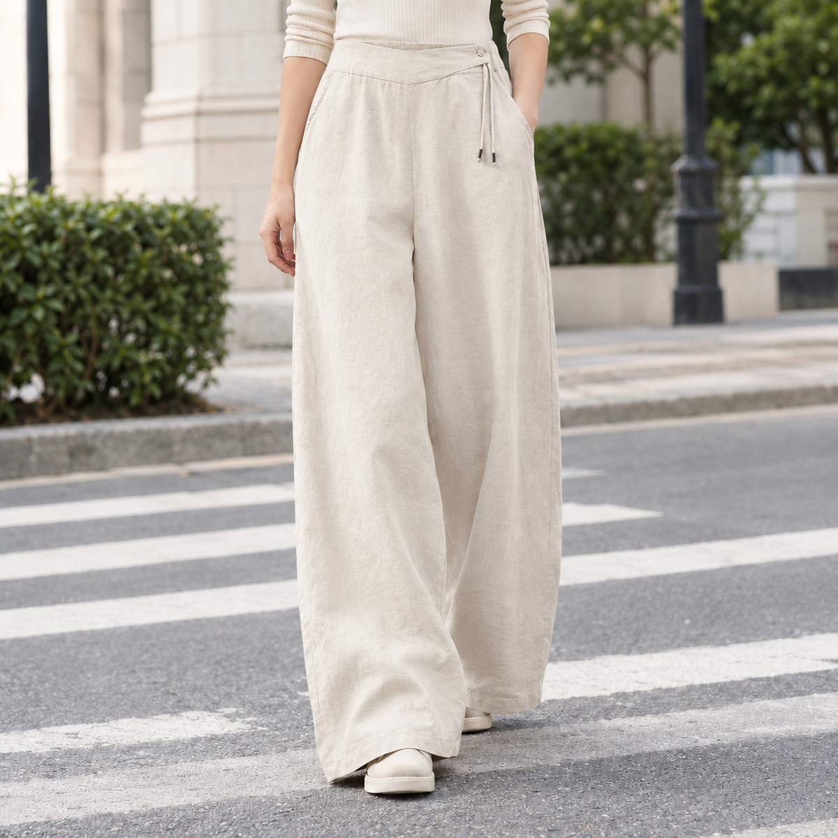 Kiera Wide Leg Pants - Apricot