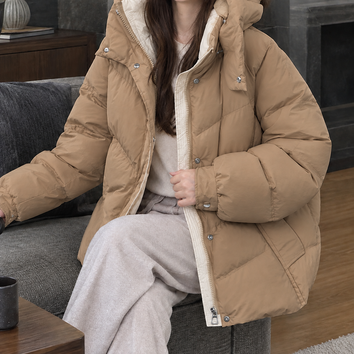 Hannah Hooded Jacket - Khaki