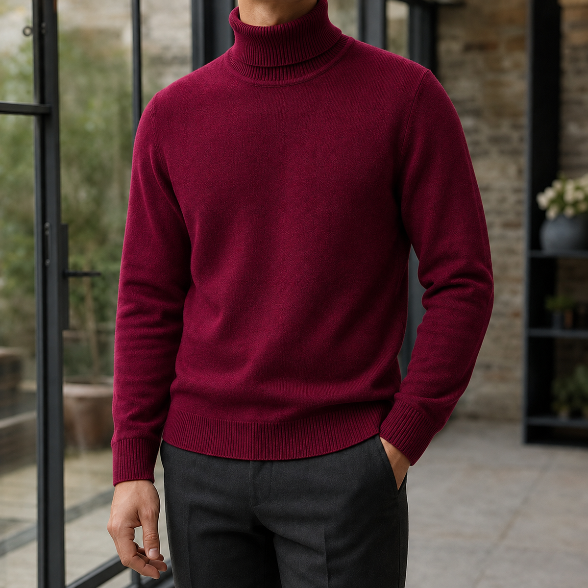 Peregrine Turtleneck Sweater - Wine Red
