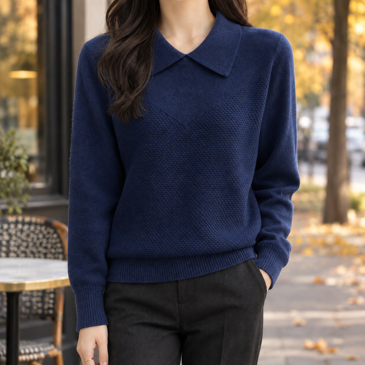 Shannon Collared Sweater - Haze Blue