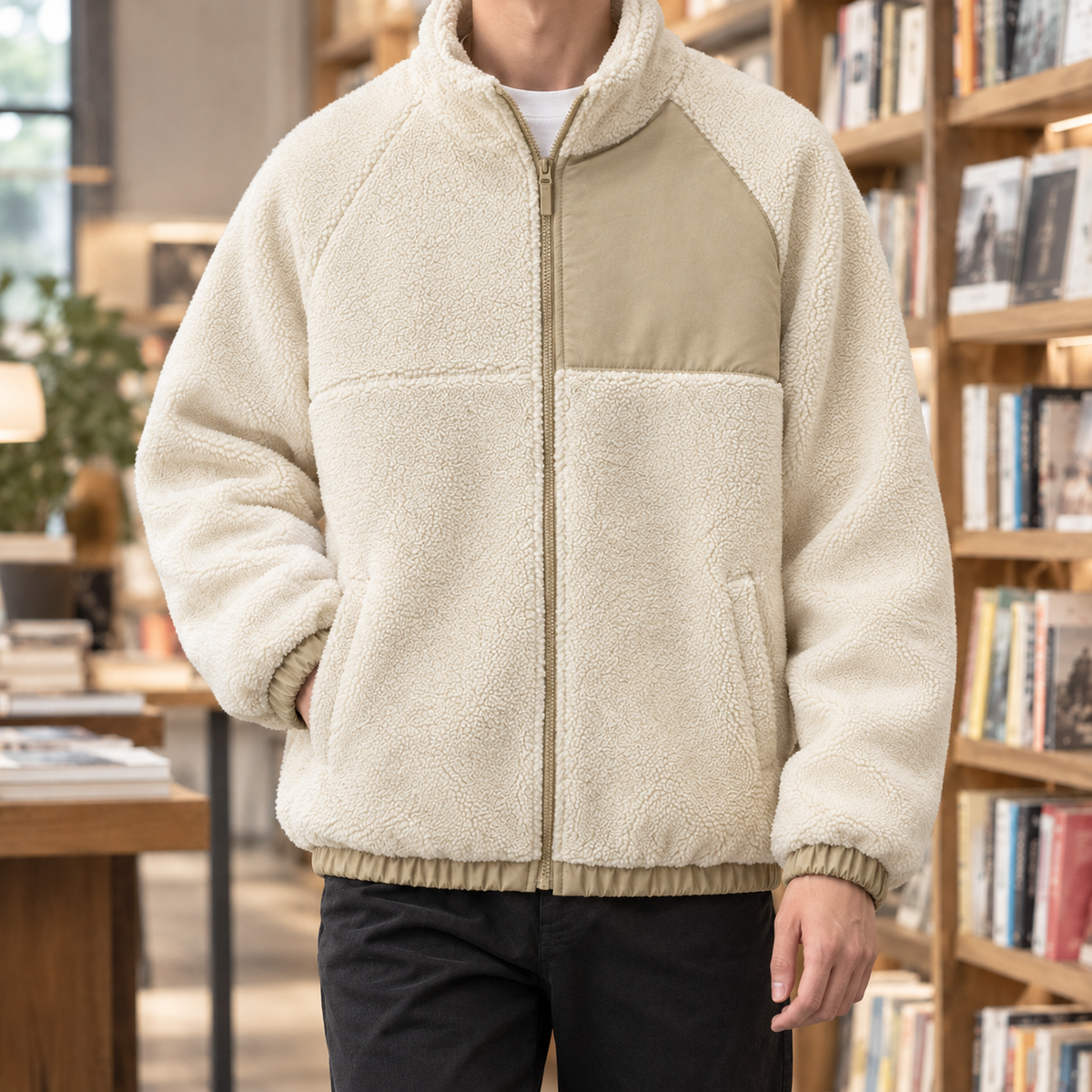 Elias Fleece Jacket - Off-white Khaki